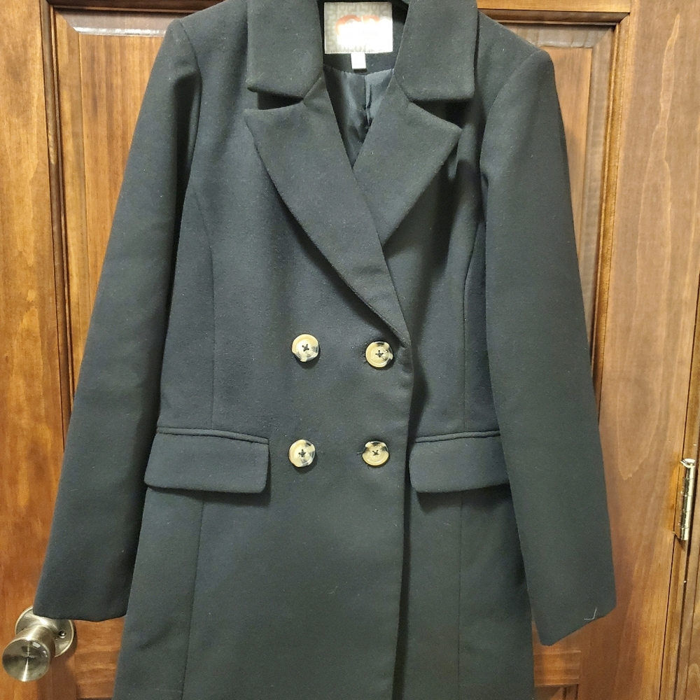 Gianni Bini Black Double-Breasted Pea Coat